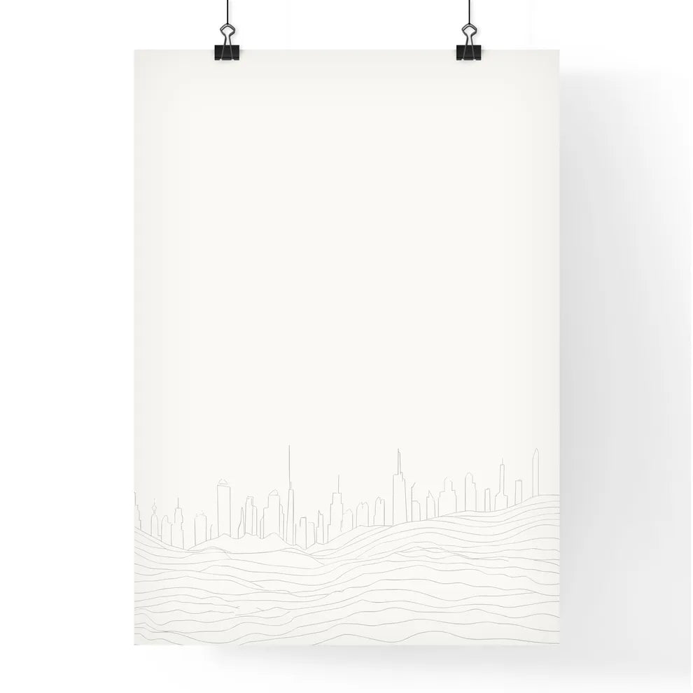 Dubai Skyline - A Line Drawing Of A City Poster
