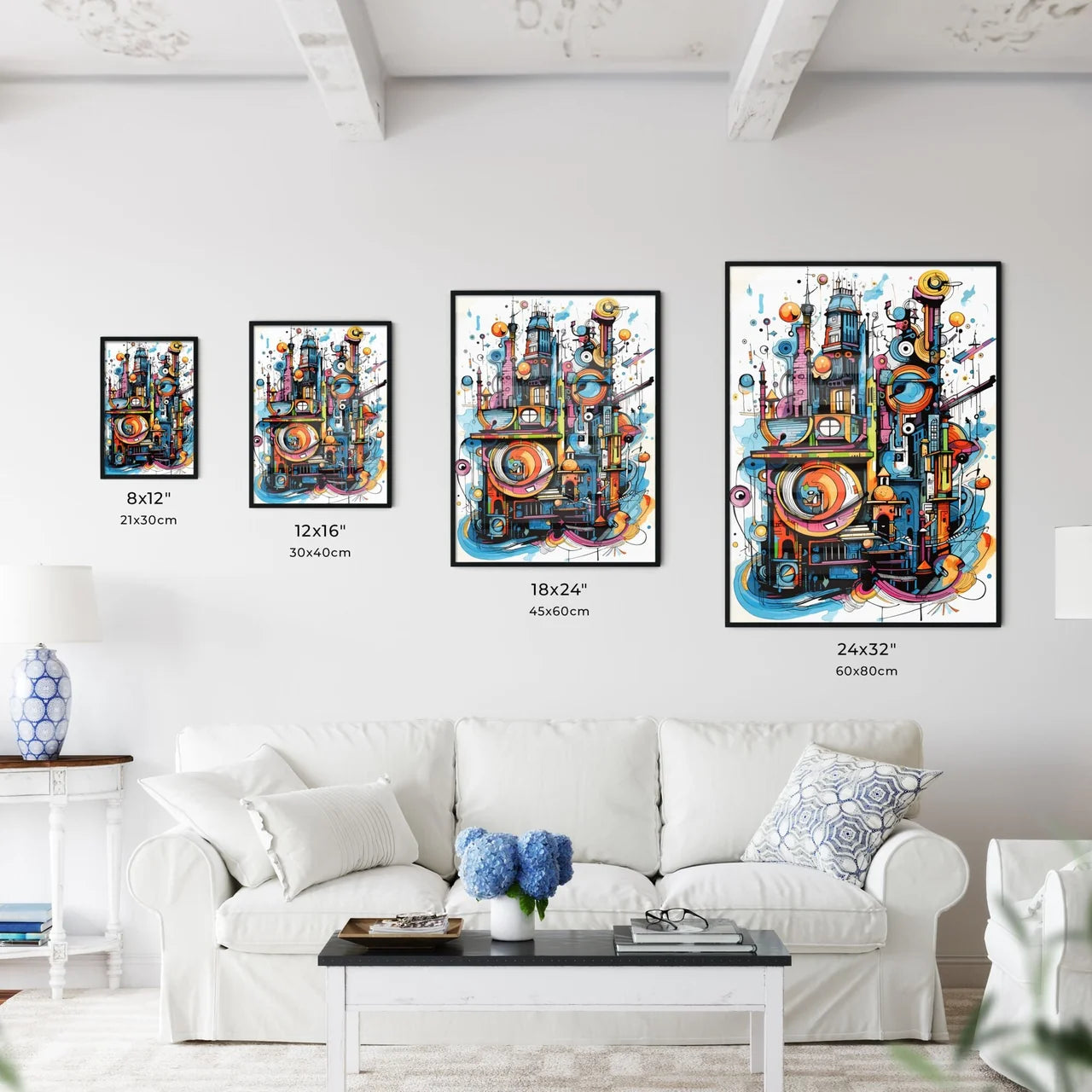 Exploring The City - A Colorful Art Piece Of Artwork Size Chart