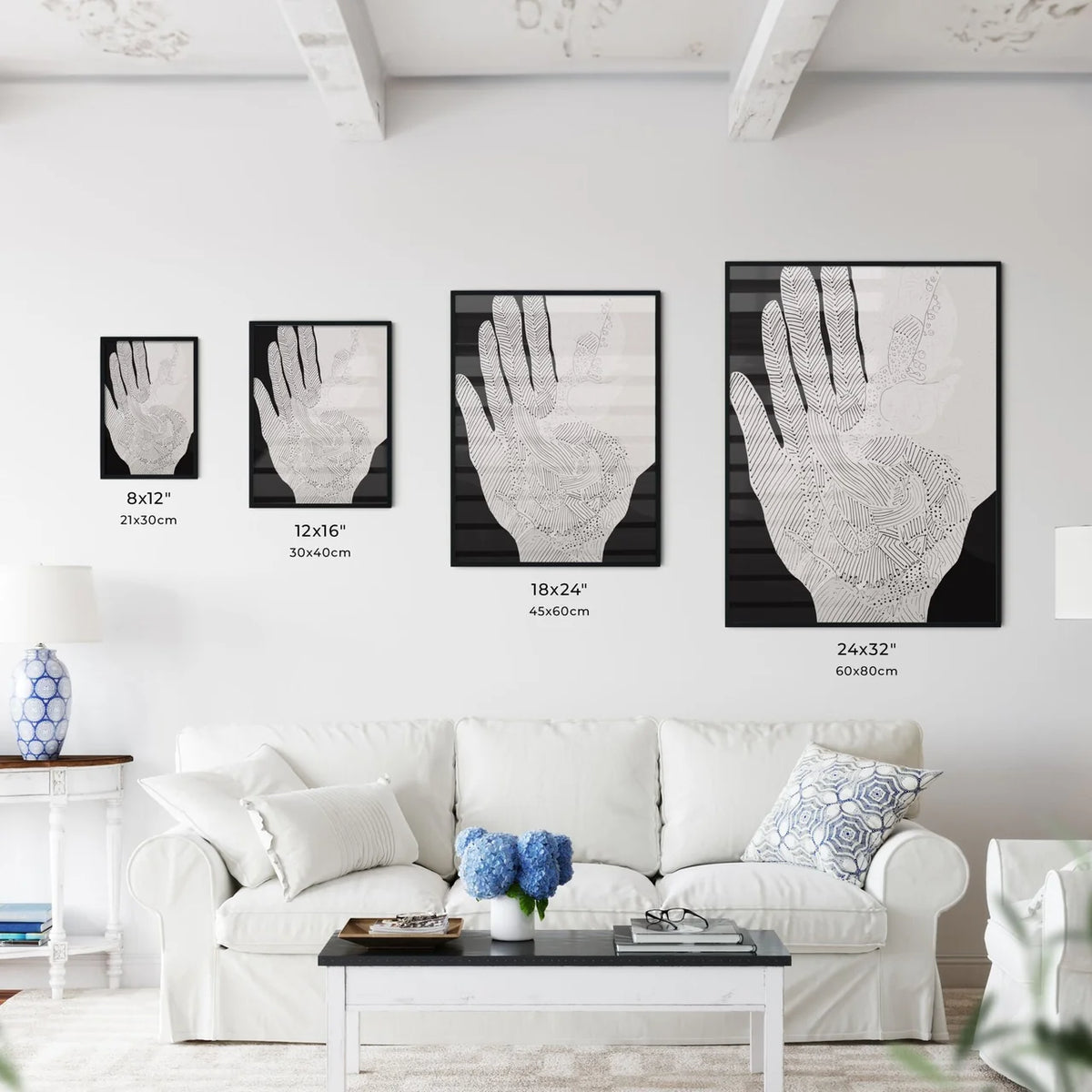 Hamsa Hands Poster - A Hand Drawn - Kitchen Hangings