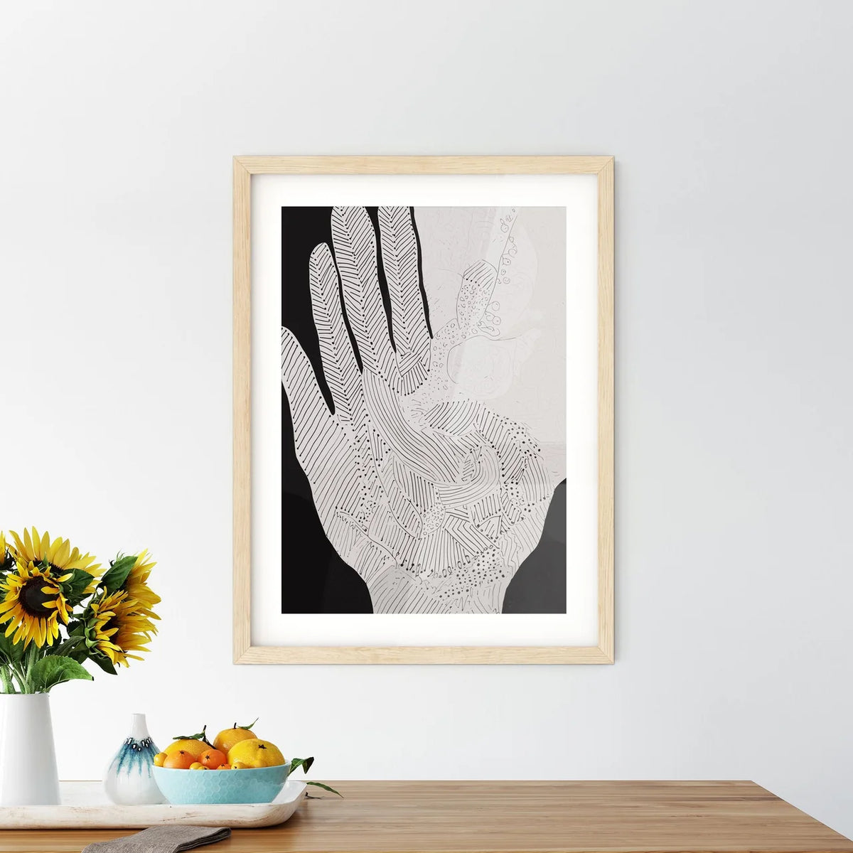 Hamsa Hands Poster - A Hand Drawn Framed Print