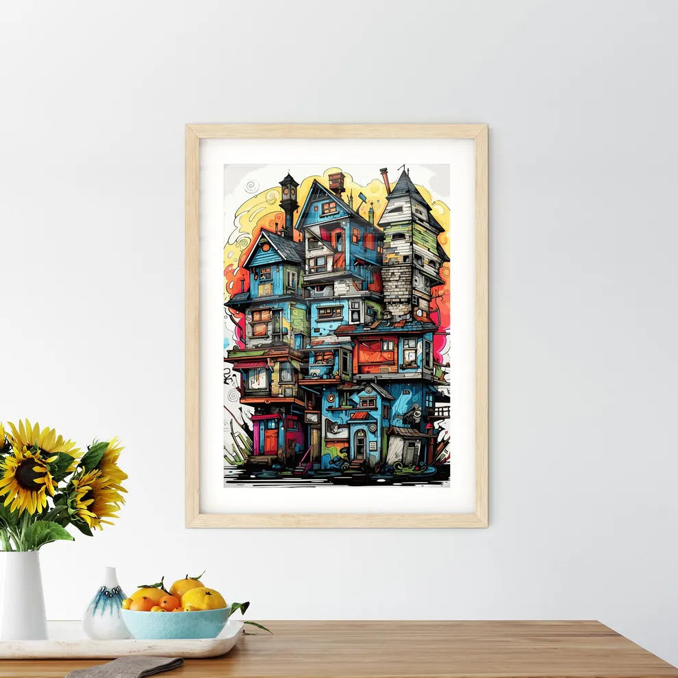 Impressive House - A Colorful Building With Many Windows Custom Print