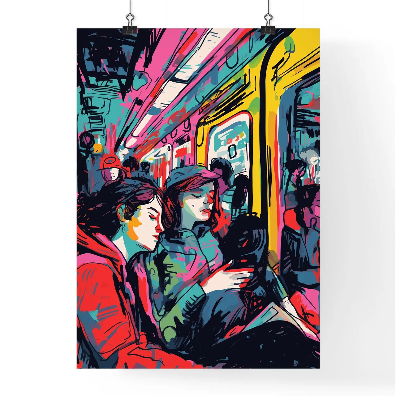 In The Subway Train - A Group Of P Poster