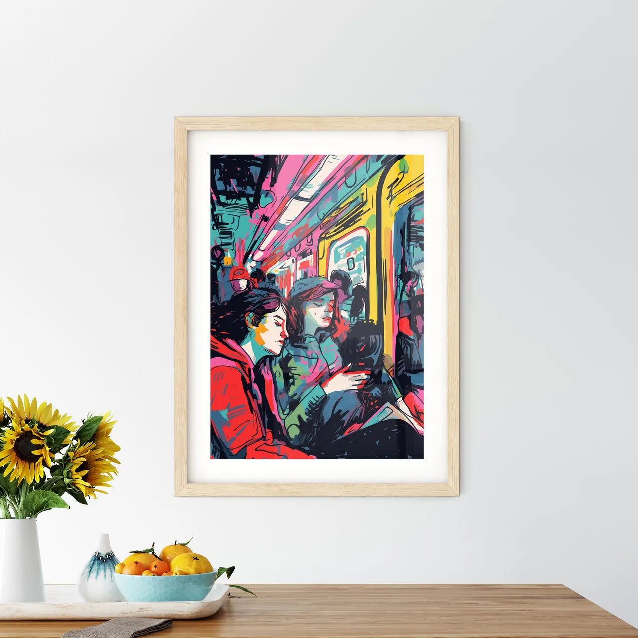 In The Subway Train - A Group Of P Framed Print