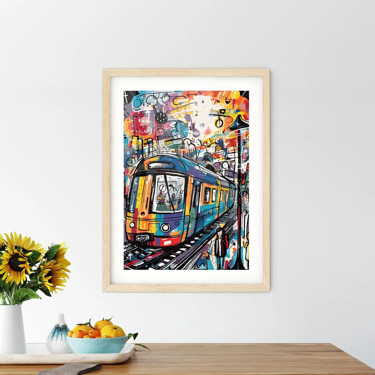 In The Subway Train - A Colorful Train On A Railway Track Custom Print