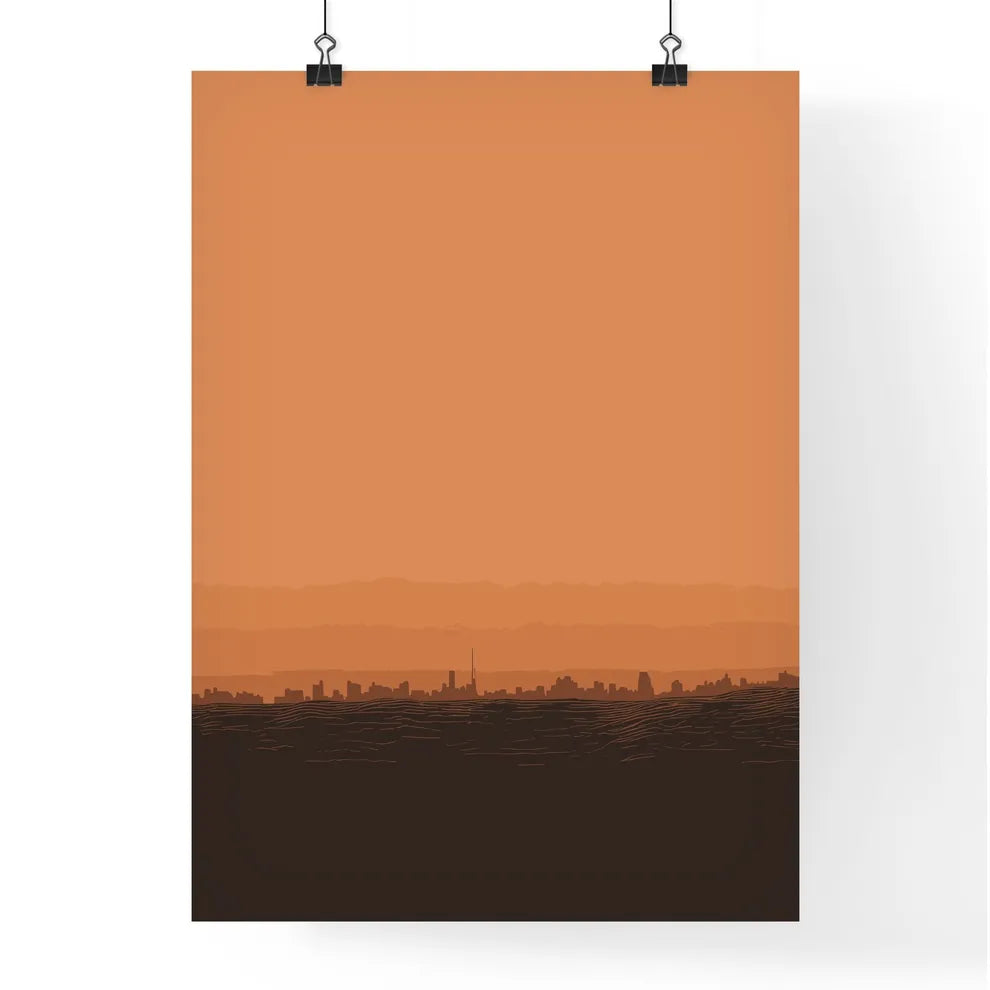 Istanbul Skyline - A Silhouette Of A City With A Orange Sky Poster
