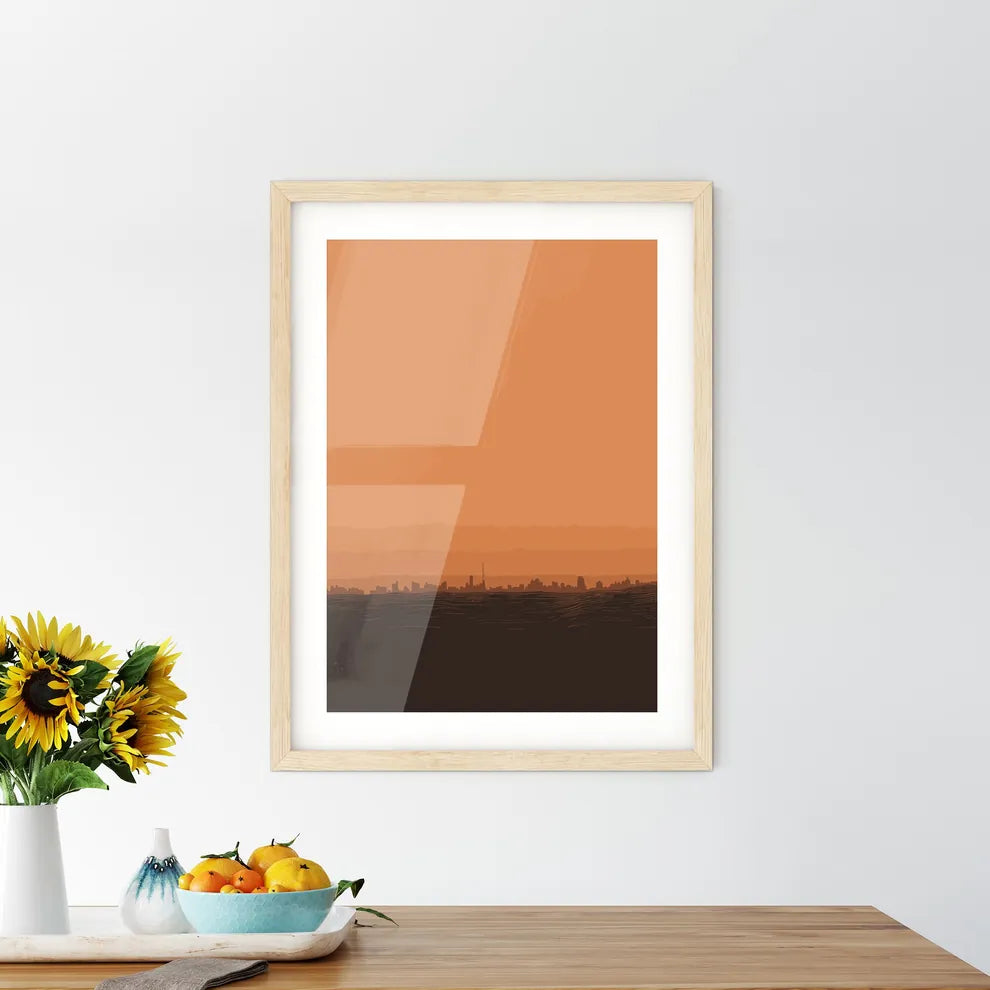 Istanbul Skyline - A Silhouette Of A City With A Orange Sky Custom Print