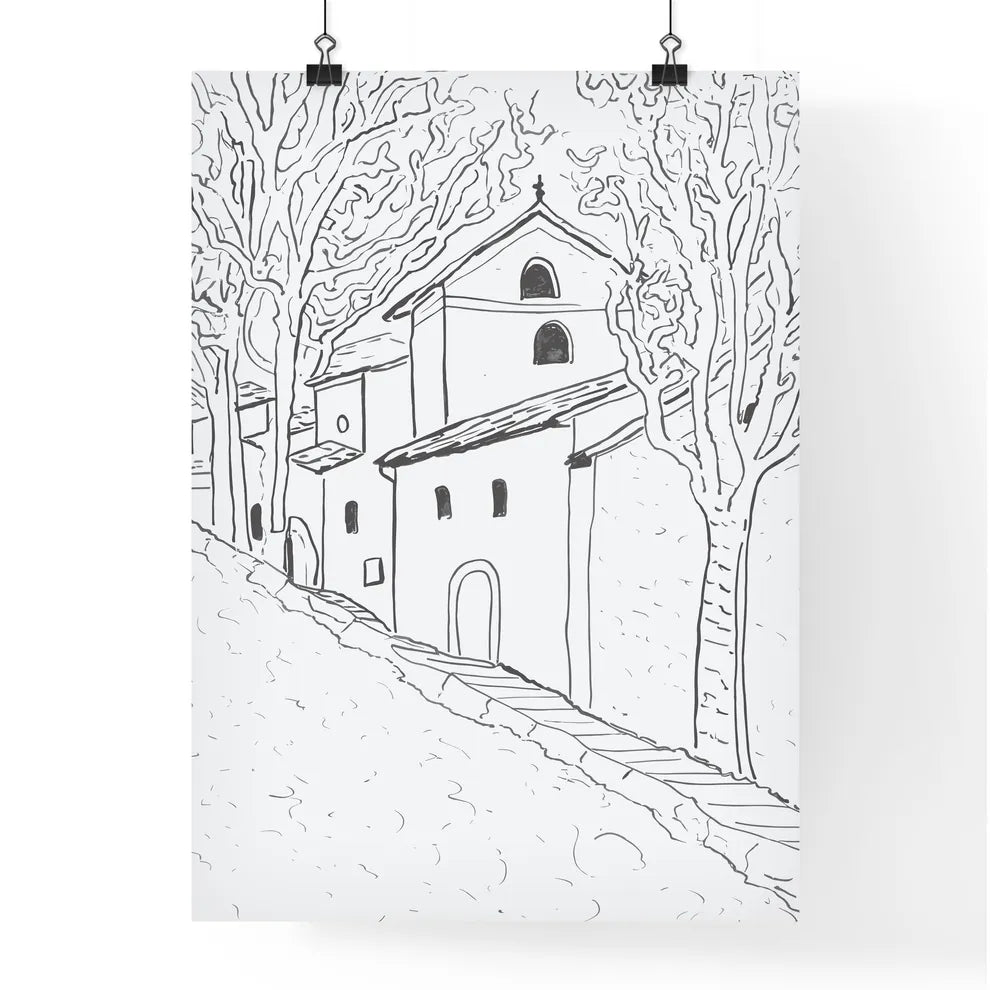 Italy - A Drawing Of A Building Poster
