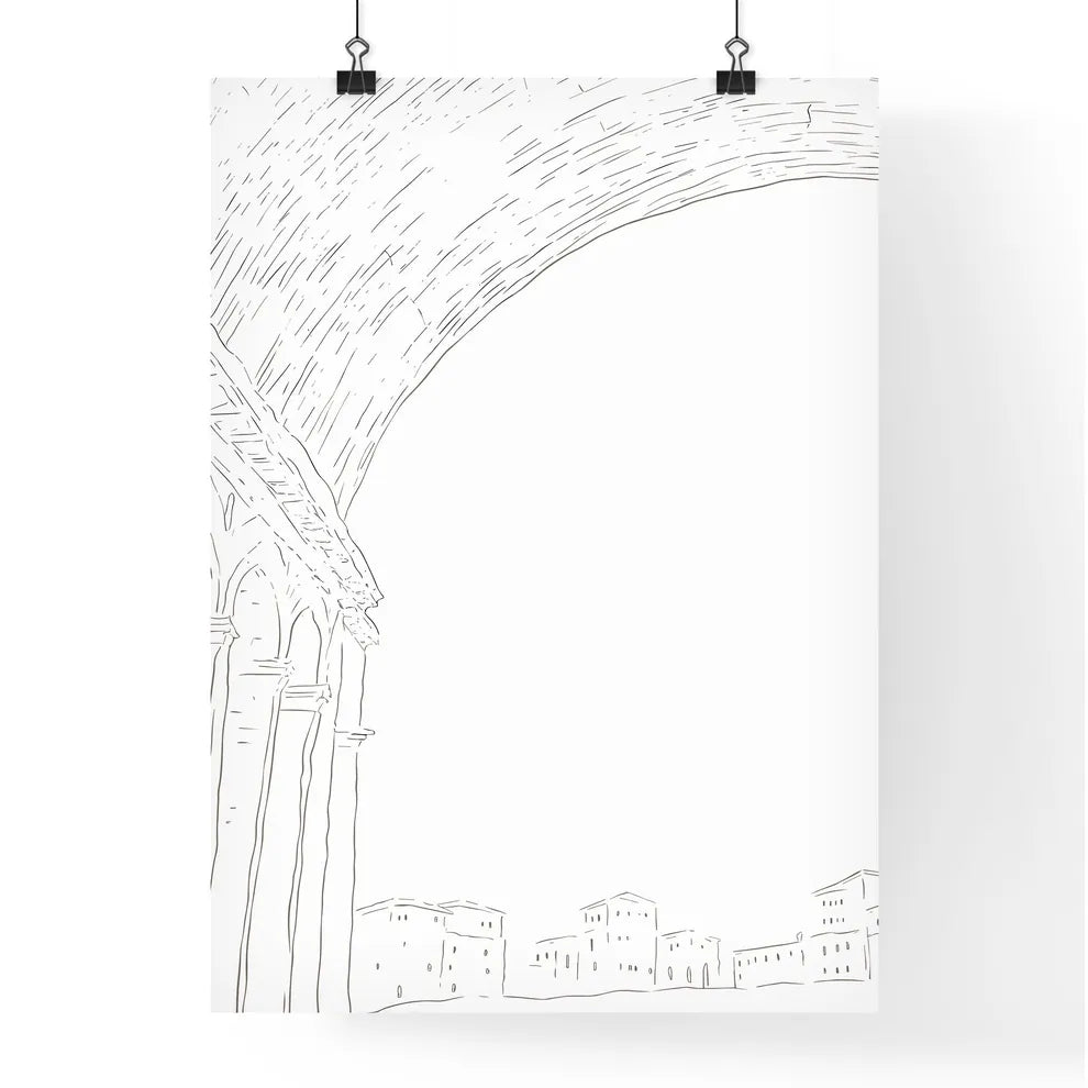 Italy - A Drawing Of A Building With Arches Poster
