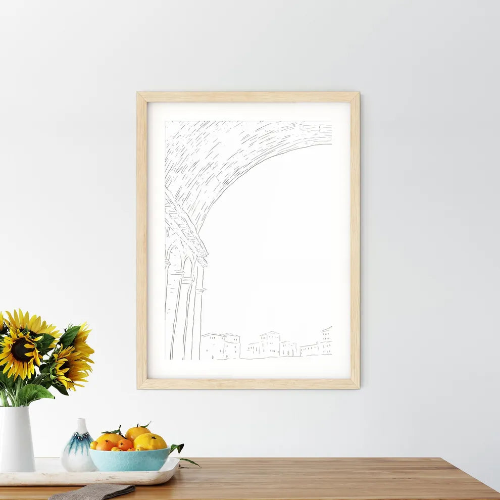 Italy - A Drawing Of A Building With Arches Custom Print