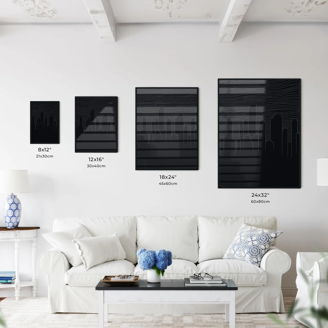 Manhattan Skyline - A City Skyline With Lines In The Background Size Chart