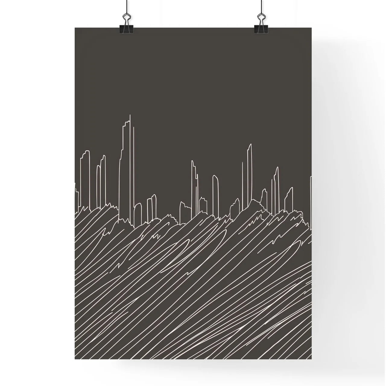 Miami Skyline - A Drawing Of A City Skyline Poster