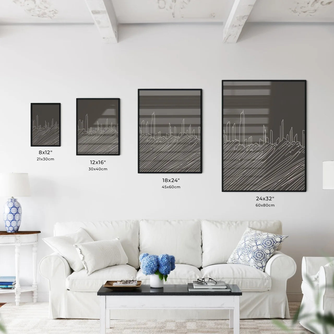 Miami Skyline - A Drawing Of A City Skyline Size Chart