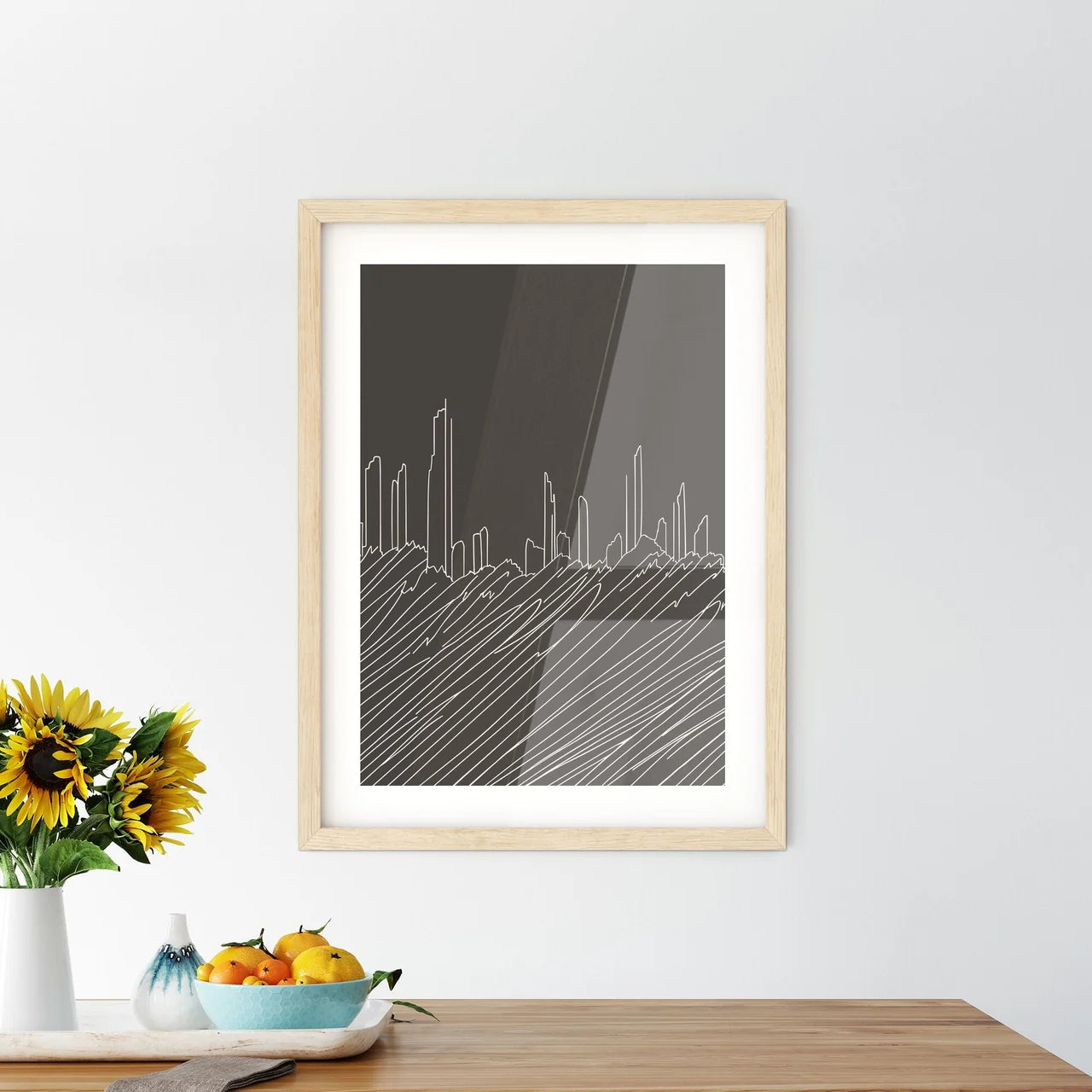 Miami Skyline - A Drawing Of A City Skyline Custom Print