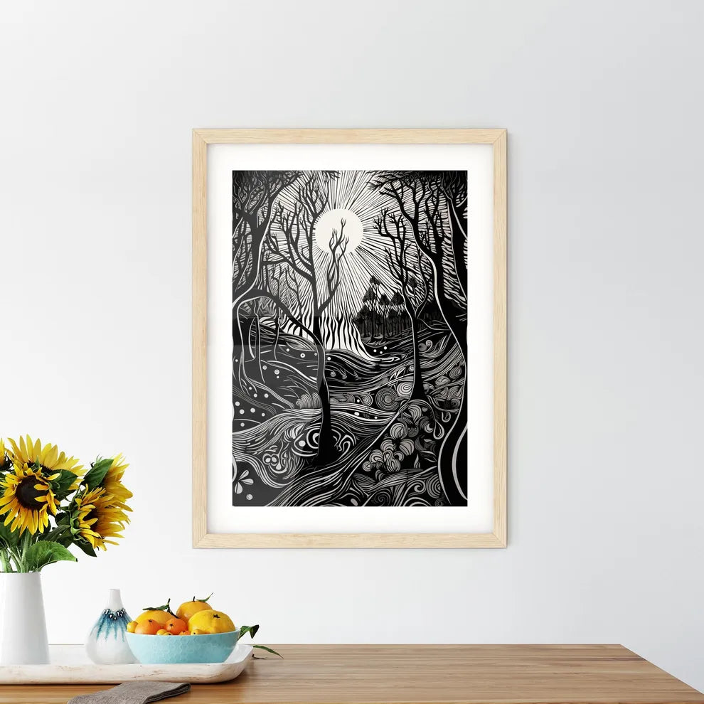Nature Creation Poster - A Black And  Framed Print