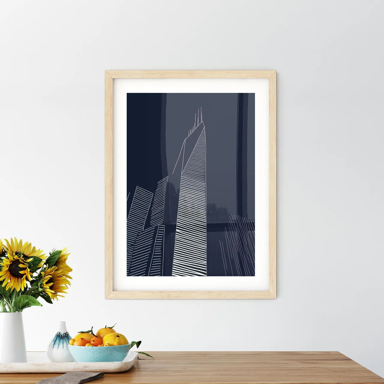 New York Buildings - A Drawing Of A Skyscraper Custom Print