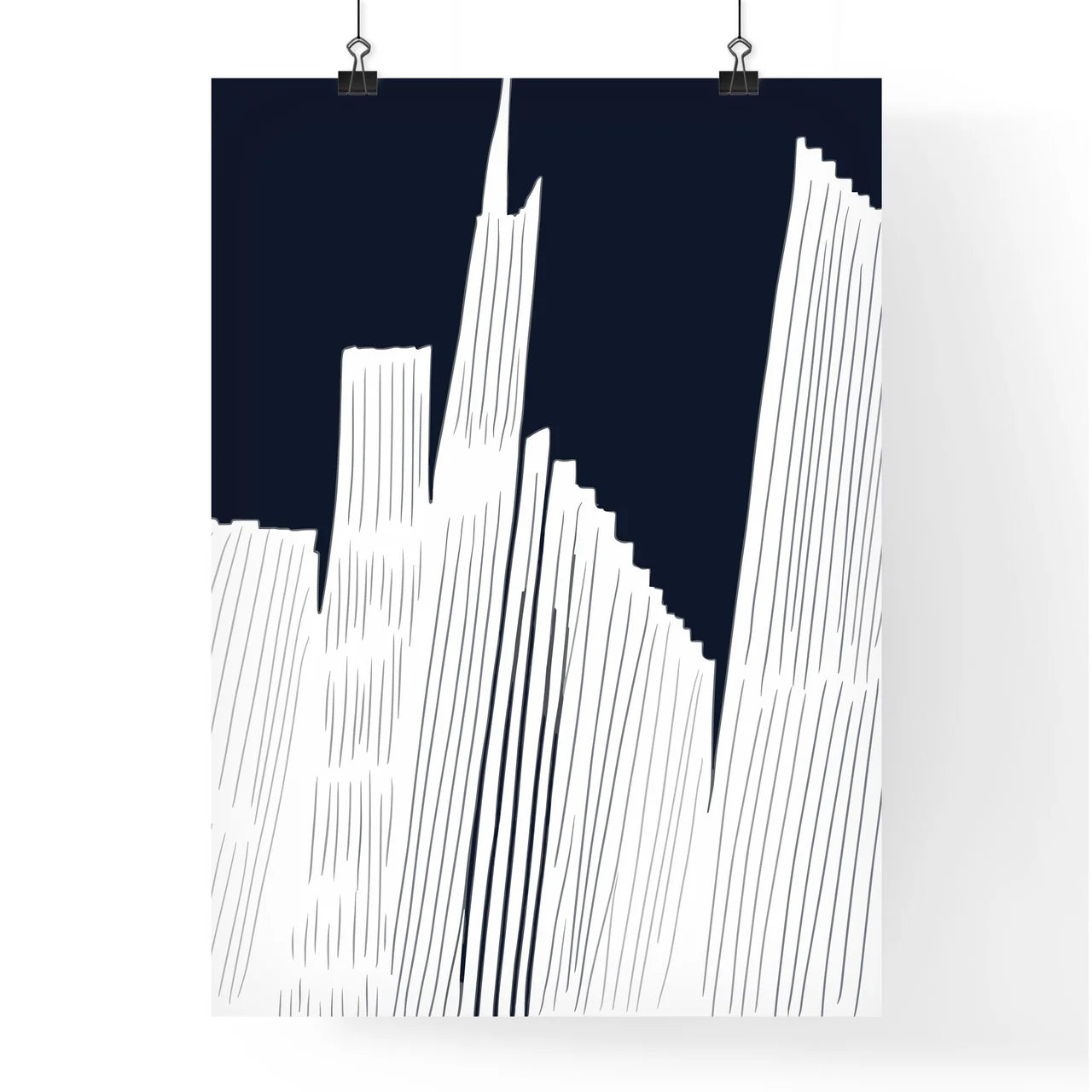 New York Buildings - A White Line Poster