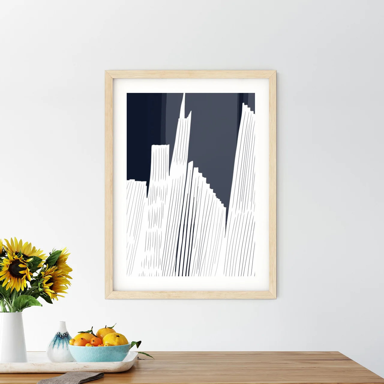 New York Buildings - A White Line Framed Print
