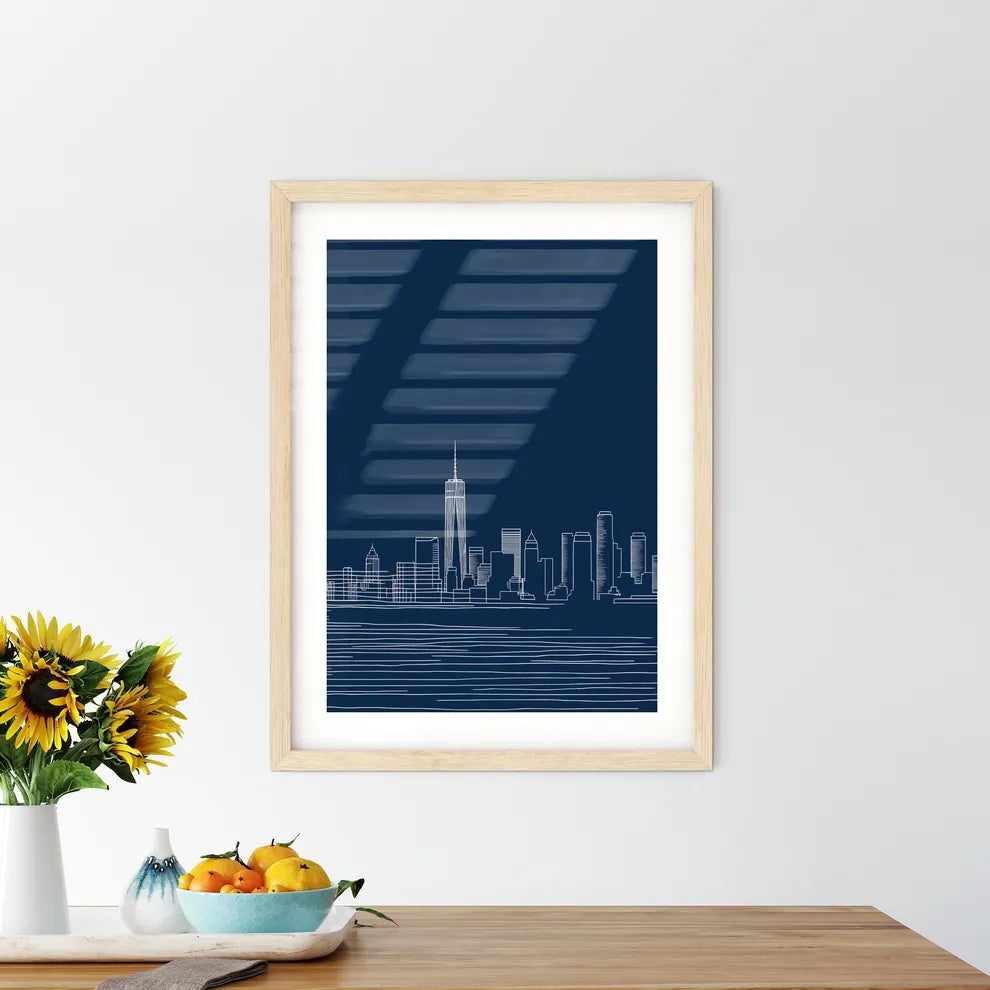 New York City Skyline - A Drawing Of A City Skyline Custom Print
