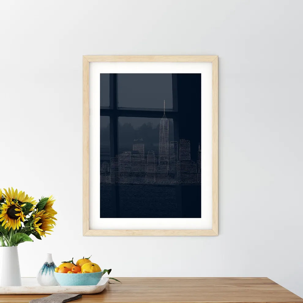 New York City Skyline - A Drawing Of A City Skyline Custom Print