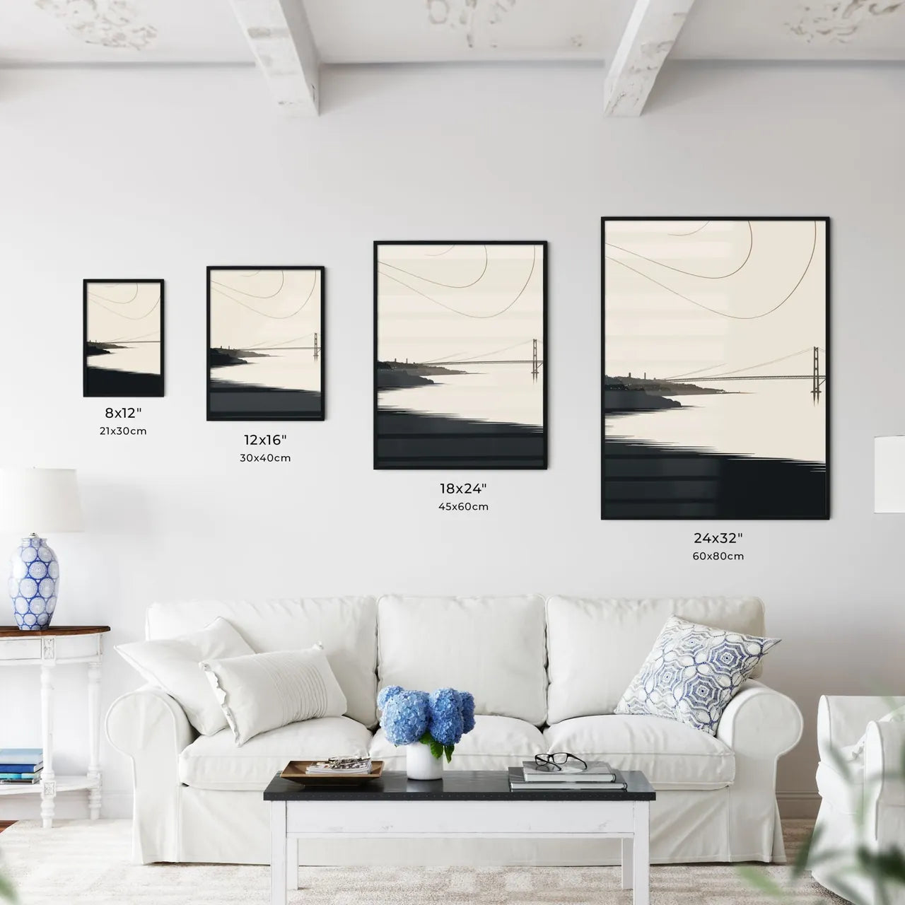 Porto Portugal Waterline And Skyline - A Bridge Over Water With A City In The Background Size Chart