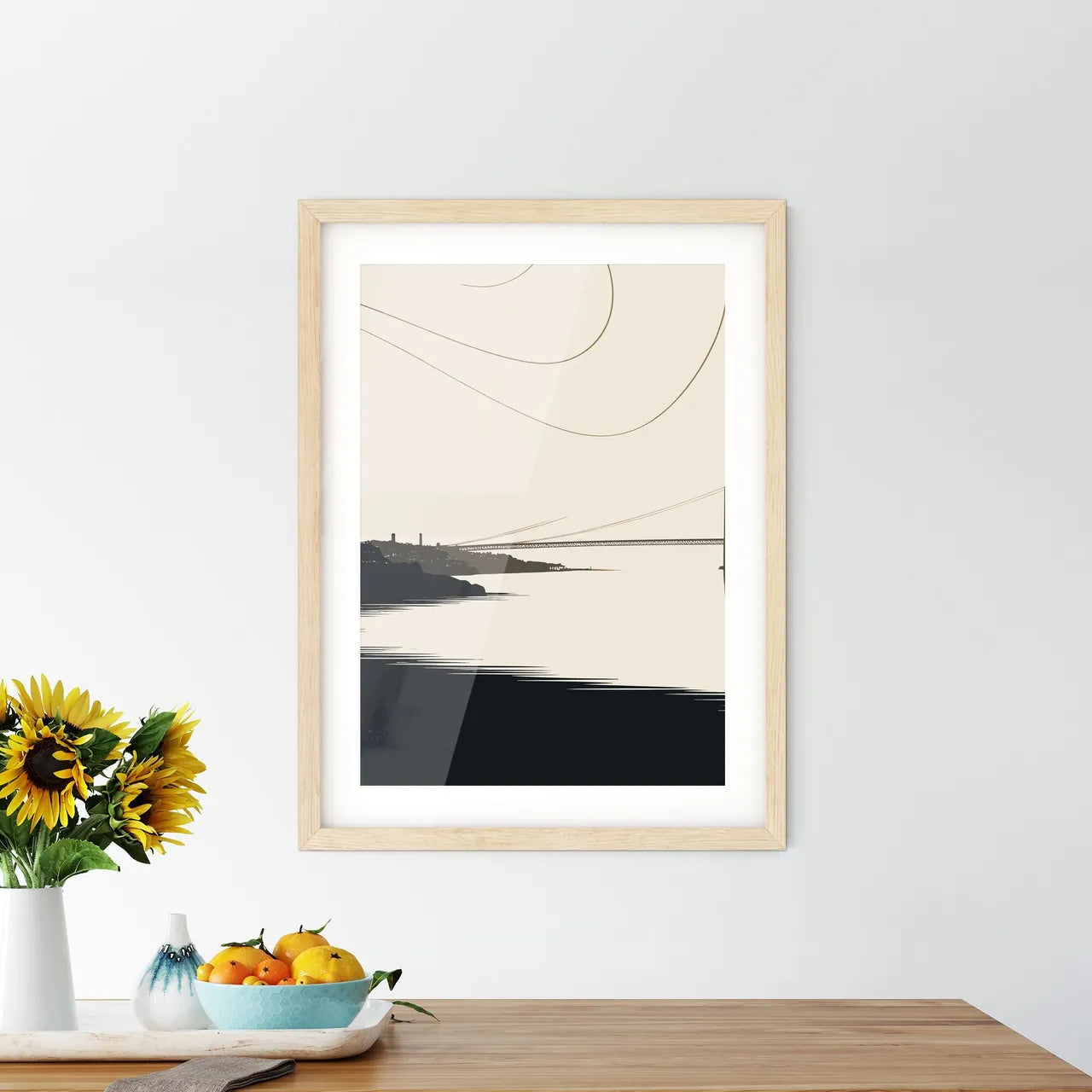 Porto Portugal Waterline And Skyline - A Bridge Over Water With A City In The Background Custom Print