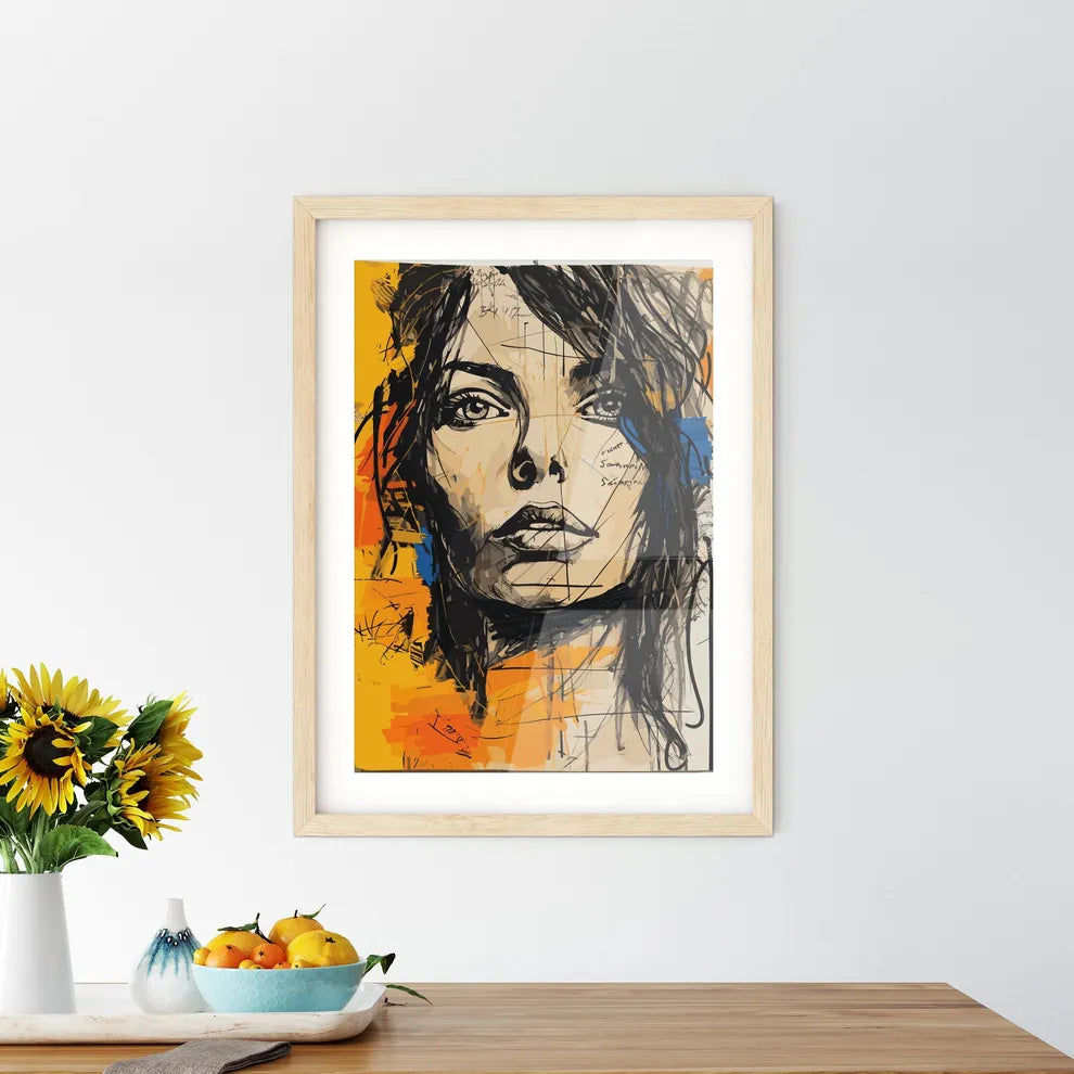 Portrait With Charcoal Pencil On Old - A Pai Framed Print