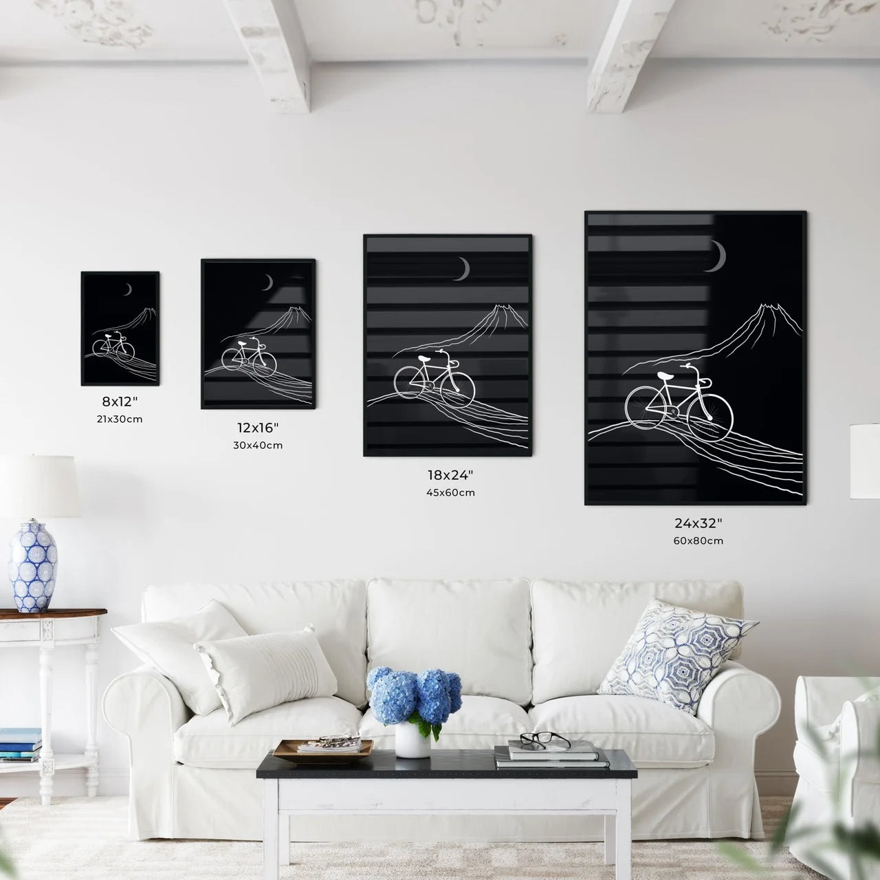 Riding A Bike - A White Bicy - Kitchen Hangings