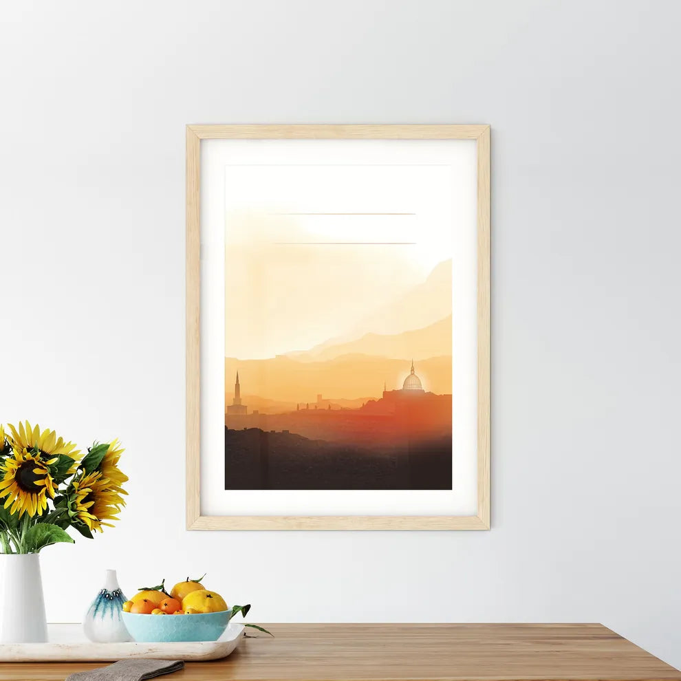 Rome Italy Impressive Skyline - A City Landscape With Mountains And A Sun Custom Print