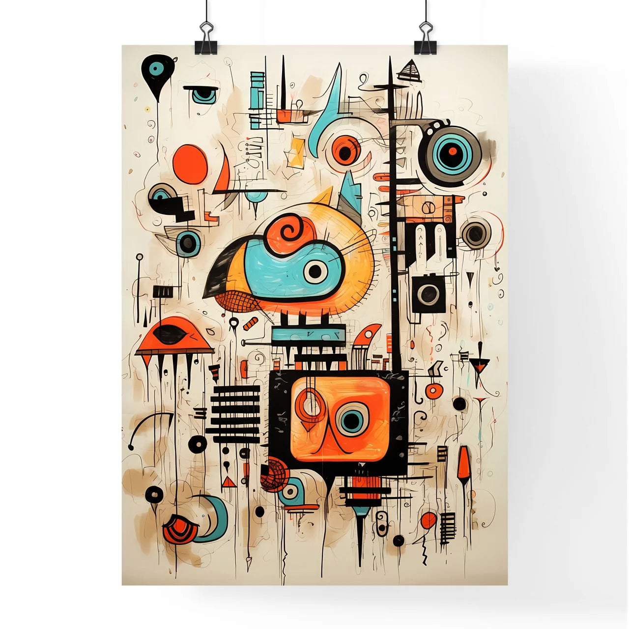 Rough Charcoal Sketch On Old Paper  Poster