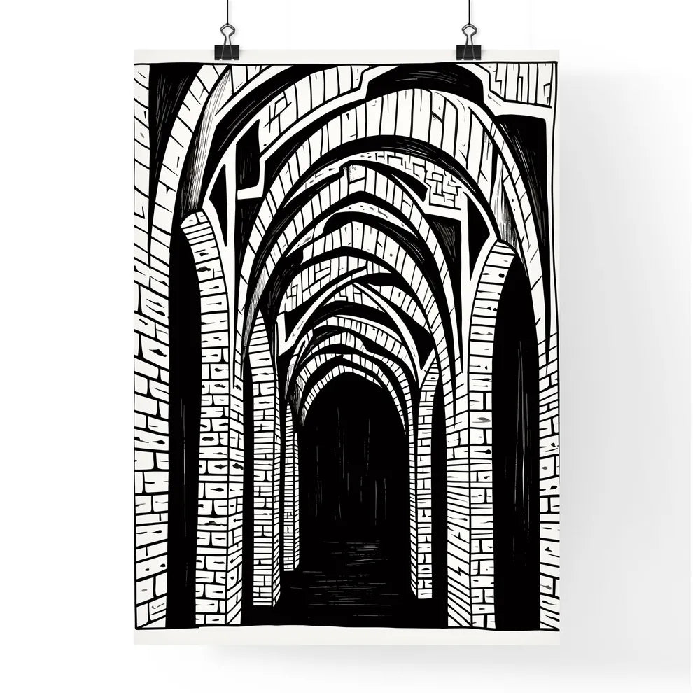 Rustic Arches Poster Black Marker Style Drawing Woodc B773264E-6Fc8-4B01-9Eb3-21D5B9471C70 0 - A Black And White Drawing Of A Stone Archway Poster