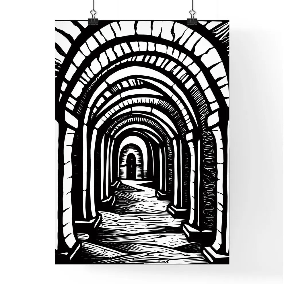 Rustic Arches Poster Black Marker Style Draw Poster