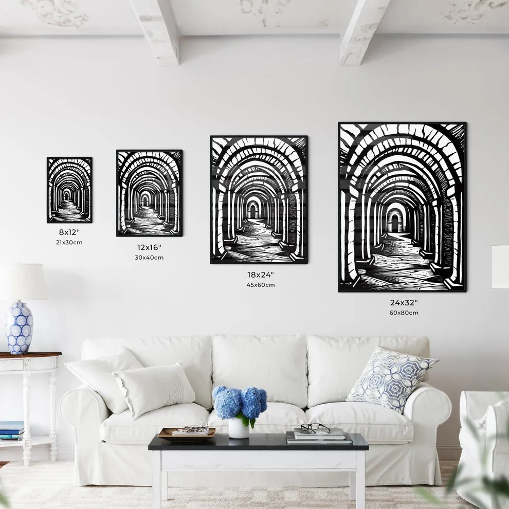 Rustic Arches Poster Black Marker Style Draw - Kitchen Hangings