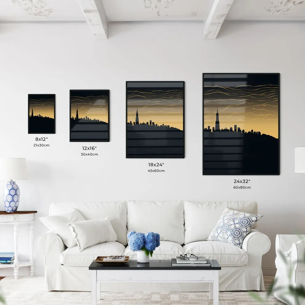 San Francisco Skyline - A Silhouette Of A City With A Tall Building In The Distance Size Chart