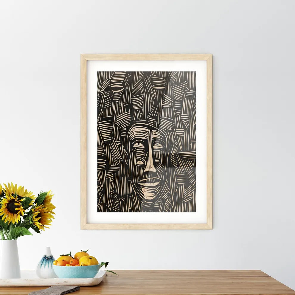 Sand Stories - A Woodcut Of Framed Print