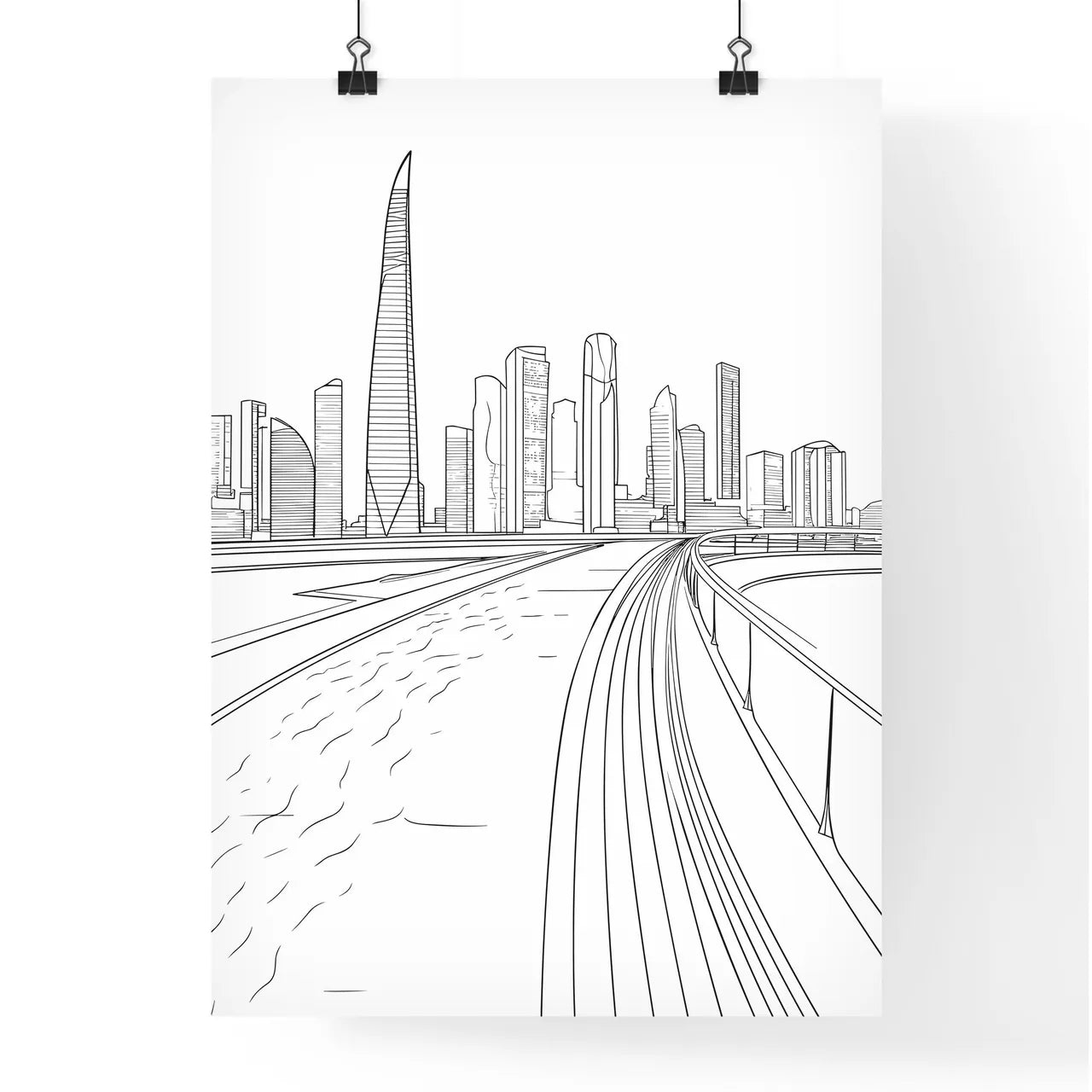 Shanghai China Waterfront - A Drawing Of A City Poster