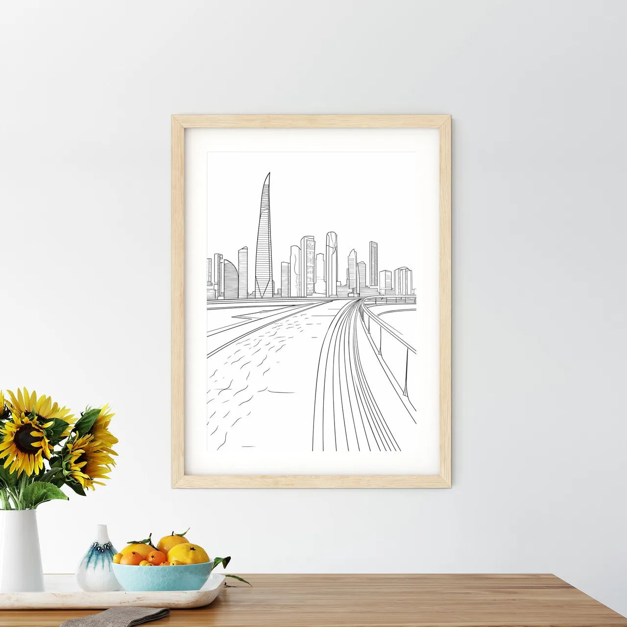 Shanghai China Waterfront - A Drawing Of A City Custom Print