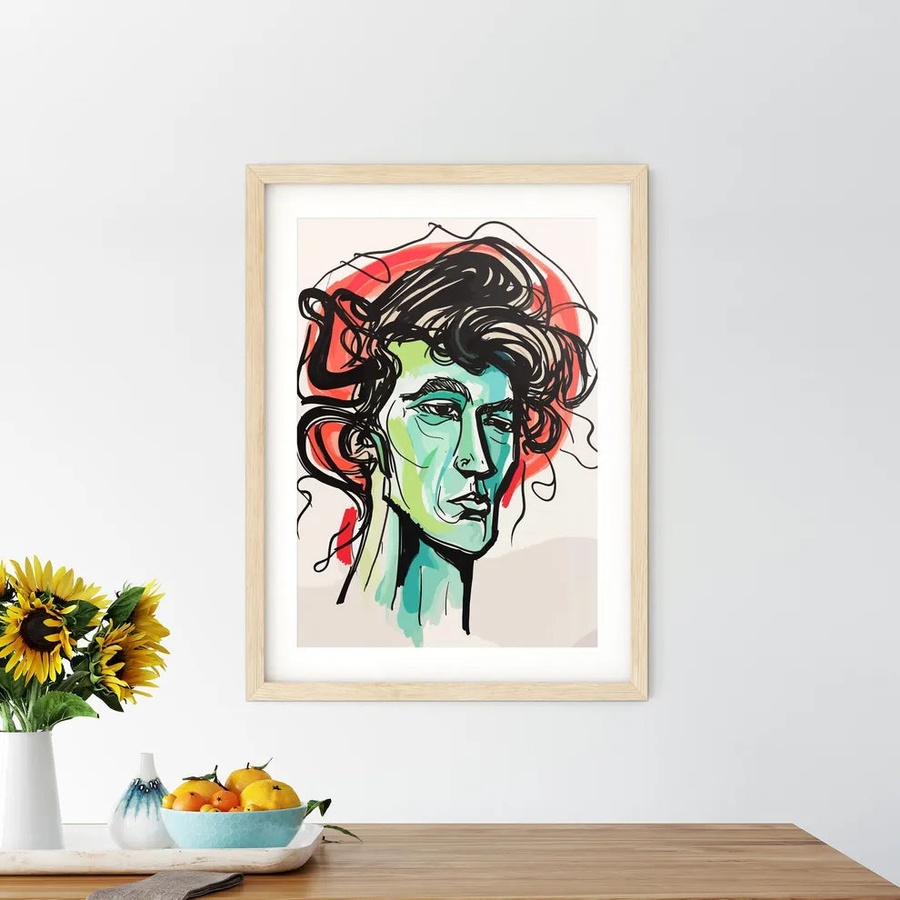 Simple Art Pen Portrait - A Drawing Of Framed Print