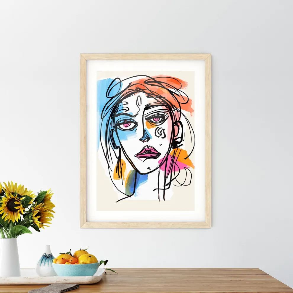 Simple Art Pen Portrait - A Drawing Of Framed Print