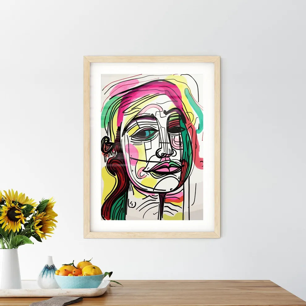 Simple Art Pen Portrait - A Drawing Of Framed Print