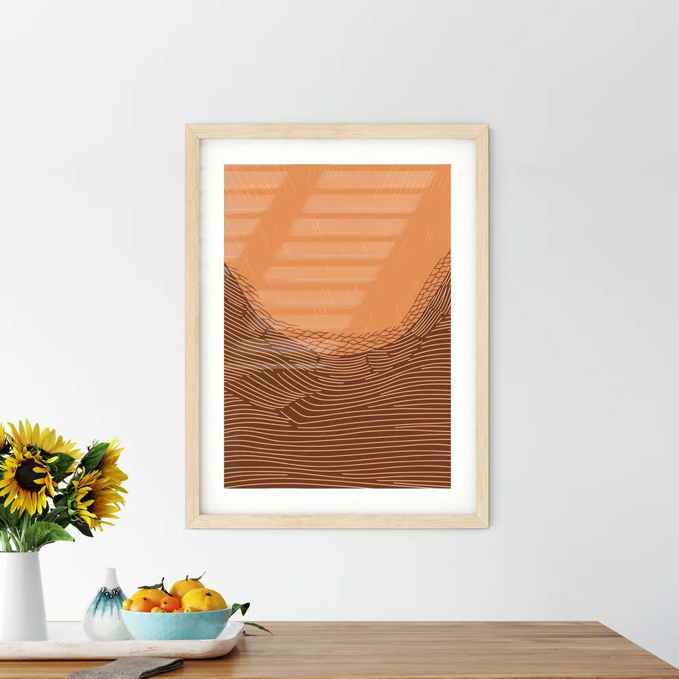Sunrise - A Brown And  Framed Print