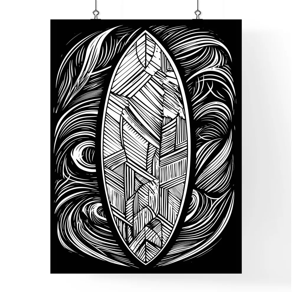 Surfboard Poster - A Black And  Poster