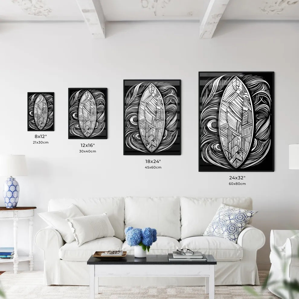 Surfboard Poster - A Black And  - Kitchen Hangings
