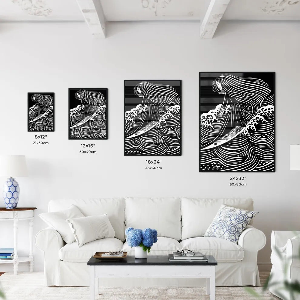 Surfing The Waves - A Woman Ridi - Kitchen Hangings