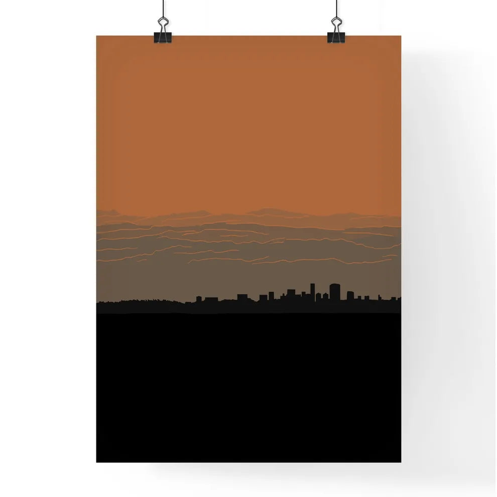 Sydney Australia Skyline - A Silhouette Of A City With Orange Lines In The Sky Poster