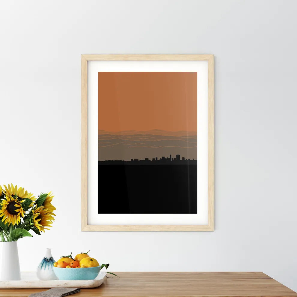 Sydney Australia Skyline - A Silhouette Of A City With Orange Lines In The Sky Custom Print