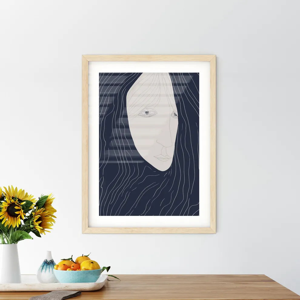 The Blue Cape Poster - A Drawing Of Framed Print