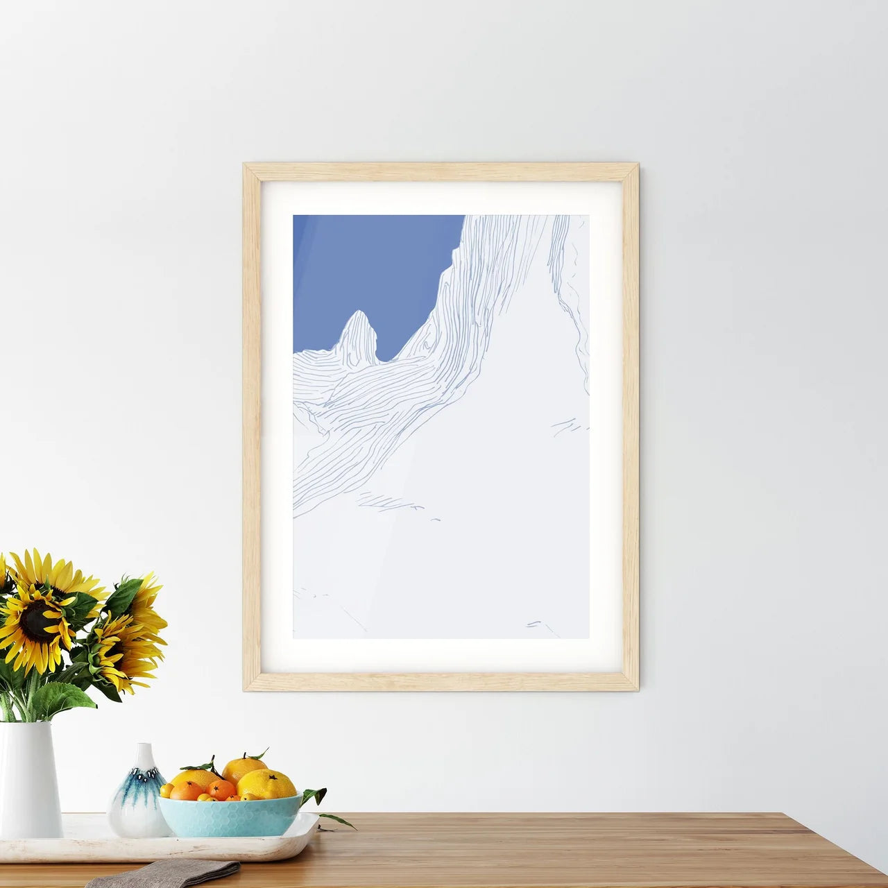 The Blue Cape Poster - A Blue And W Framed Print