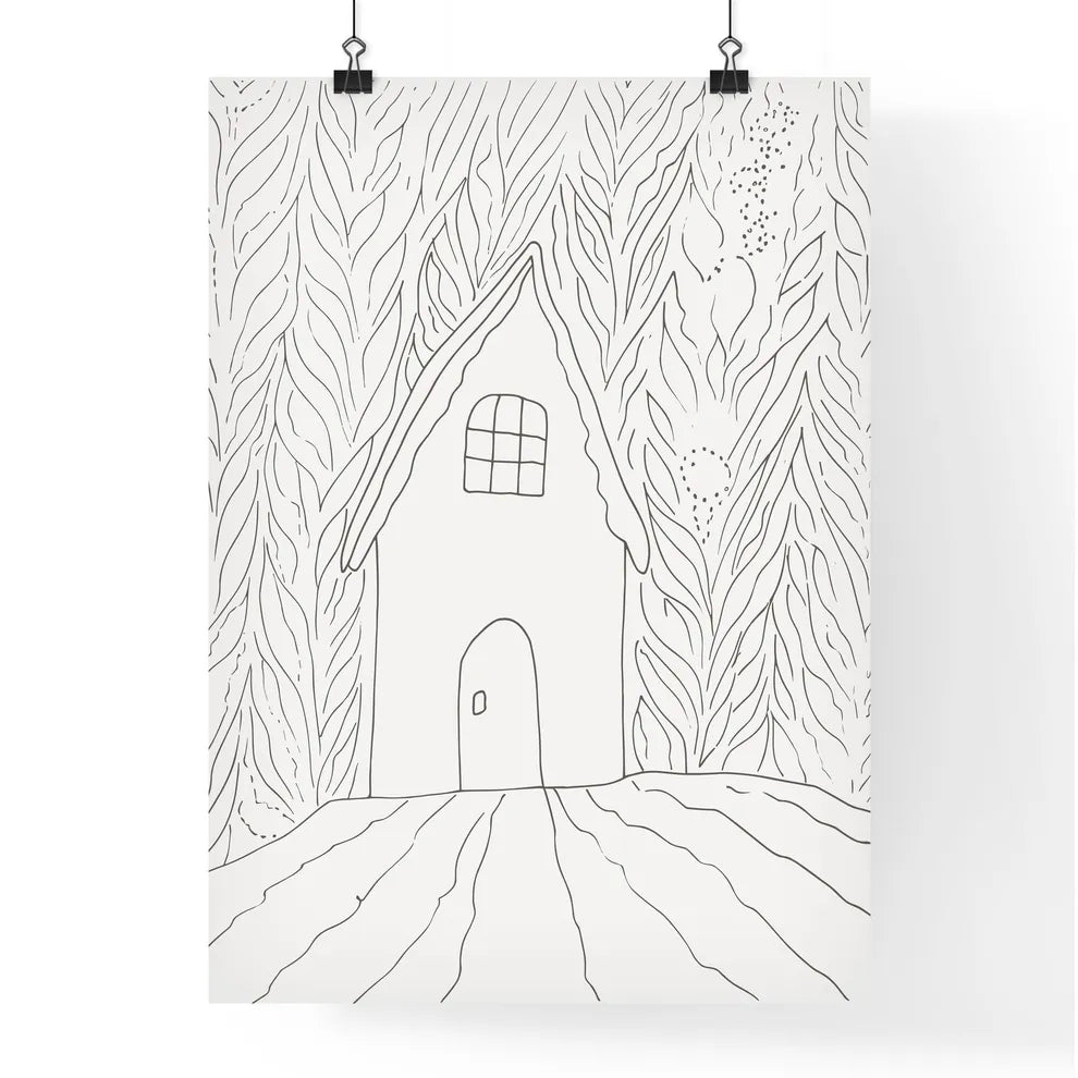 Tiny Home Poster - A Drawing Of A House In A Forest Poster