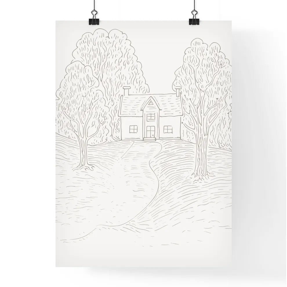Tiny Home Poster - A Drawing Of A House And Trees Poster