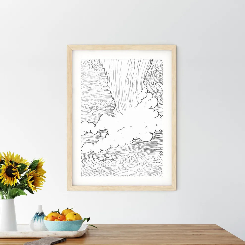 Tornado And Storm - A Drawing Of Framed Print